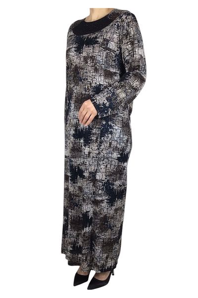 ECE GİYİM Women's Patterned Large Size Mother's Dress with Handles