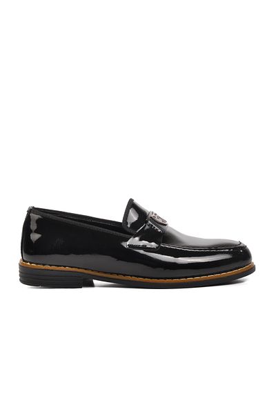 Aspor Black Patent Leather Men's Loafer Shoes