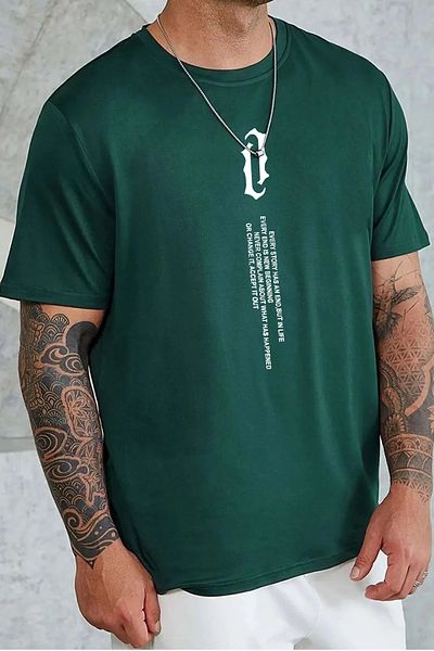 memowear Πράσινο μπλουζάκι Unisex Story με εμπριμέ χαλαρή εφαρμογή