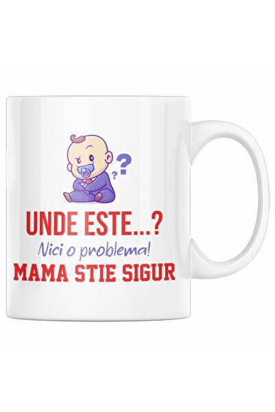 OEM Cană albă personalizată „Unde este, nicio problemă, mama știe sigur”, INO...