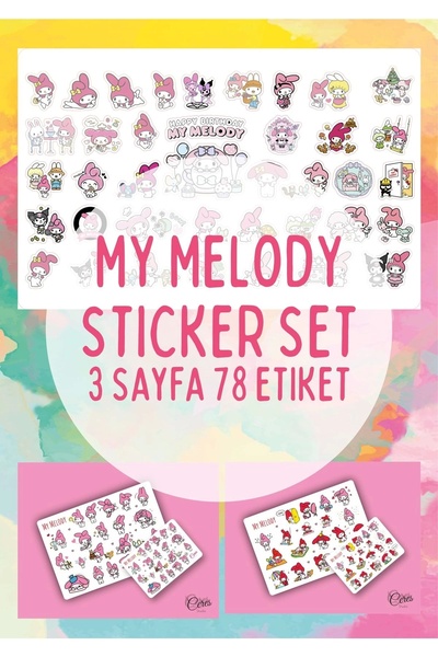 Ceres Studio My Melody Sticker Set - 3 Sayfa 78 Adet Etiket