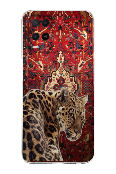 moonset Oppo A54 Uyumlu Leopar Tasarımlı Baskılı Şeffaf Telefon Kılıfı
