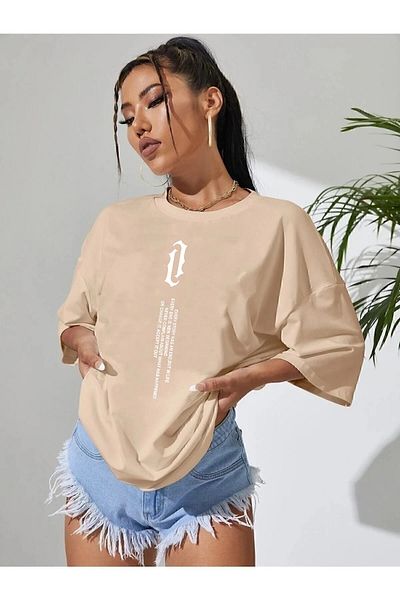 memowear Μπλουζάκι Unisex Story με εμπριμέ χαλαρή εφαρμογή μπεζ