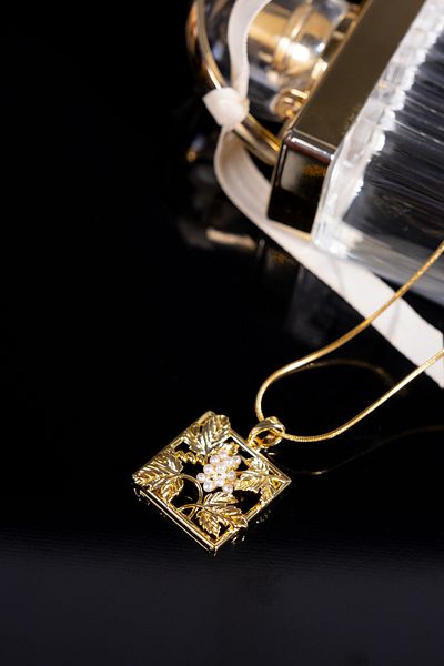 Zalifra Vintage Series, Stylish and Elegant Steel Necklace with Grape and Leaf Figures