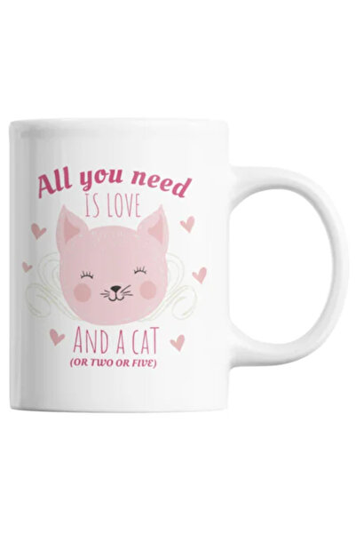 OEM Cană albă personalizată „Tot ce ai nevoie este dragoste și o pisică (sau ...