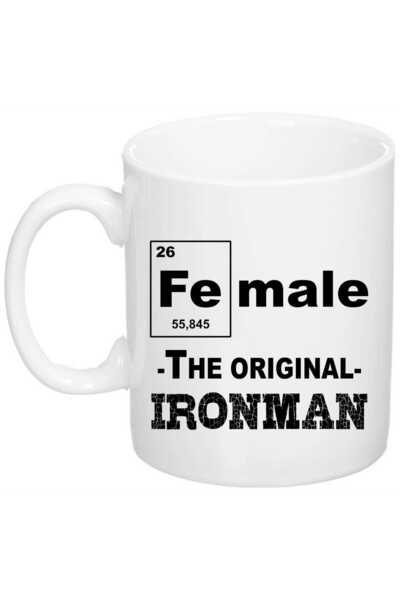 OEM Cană albă personalizată „Femeie-IronMan”, INOVATIX®. 330 ml