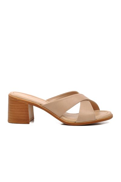 Voyager Beige Women's Heeled Slippers