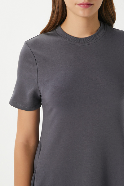 Ritnice Kadın Hanna Cepli Çan Kesim Antrasit Penye Yazlık Elbise 14266