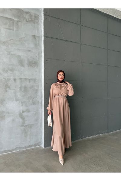 Aranlı tekstil Medina Silk Flying Tauzet Dress with Chain Belt