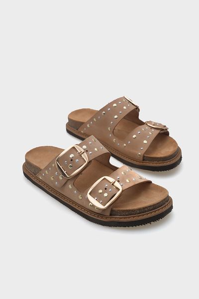 Capone Outfitters Papuci de damă din piele cu împânzire Nicky