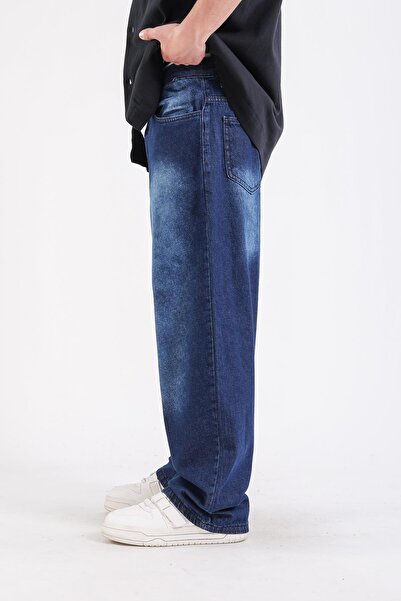 Jr.Crime Koyu Mavi Yıkama Efektli Baggy Jean Pantolon