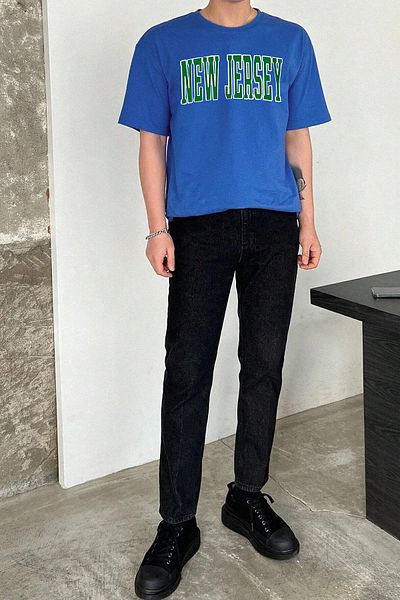 ciwi&life Μπλουζάκι Unisex New Jersey με χαλαρή εφαρμογή Sax-Blue