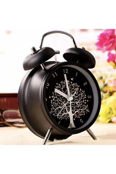 PUFO Ceas deșteptător Copacul Vieții, metal, 16 cm, negru