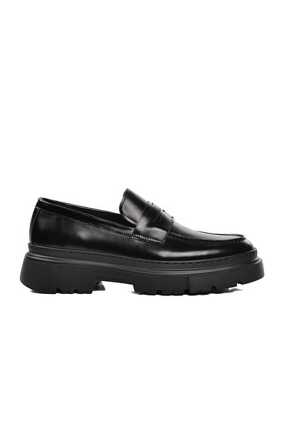 Aspor Black Wide Fit Men's Loafer Shoes