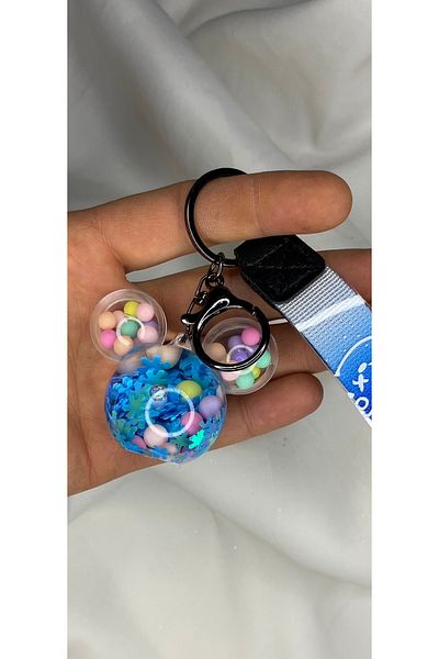 nss sky rock Minnie Mouse Liquid Filled Beads and Ornament Detailed Keychain and Bag Accessory