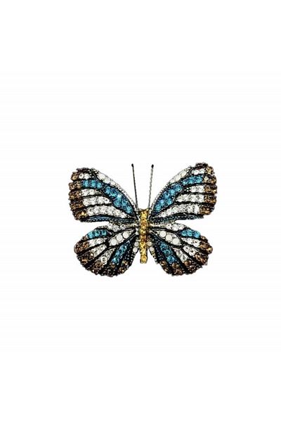 PUFO Broșă elegantă pentru femei în formă de fluture cu pietricele colorate, fluture regal