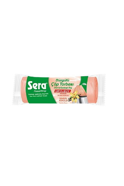 SERA Garbage Bag Drawstring Vanilla Scented Medium Size 15 Li 55 X 60 cm X 8 Pack