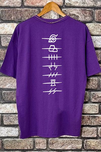 memowear Μωβ μπλουζάκι Unisex Ninja Akatsuki Anime με εμπριμέ χαλαρή εφαρμογή