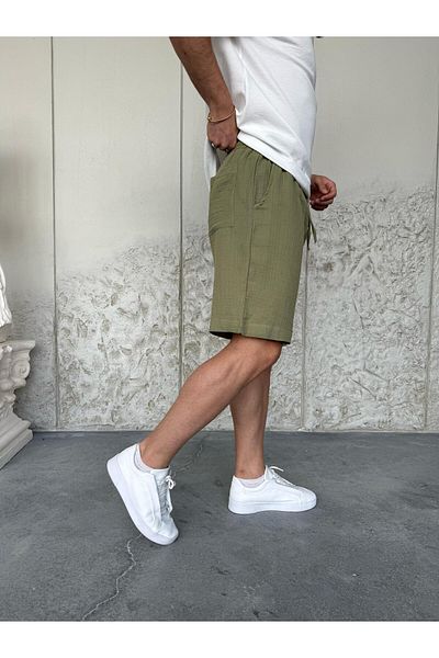 OKSHEN Men's Muslin Fabric Shorts