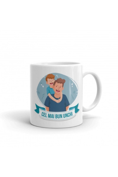OEM Cană albă personalizată „Cel mai bun unchi”, INOVATIX®. 330ml