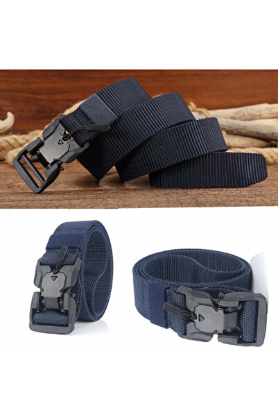 PUFO Curea tactică militară pentru bărbați, 3,8 x 125 cm, cataramă magnetică, albastră