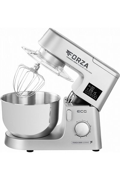 ECG Robot de bucatarie ECG FORZA 5500 Giorno Argento, 1500 W, 6,5 litri, LCD, sistem amestecare planetar