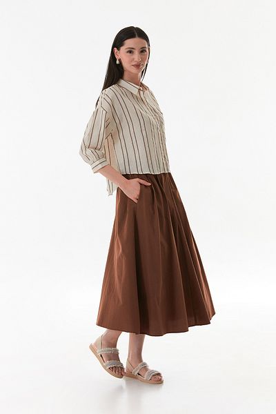 Fulla Moda Ελαστική μέση με κουμπιά και φερμουάρ Φούστα Terry