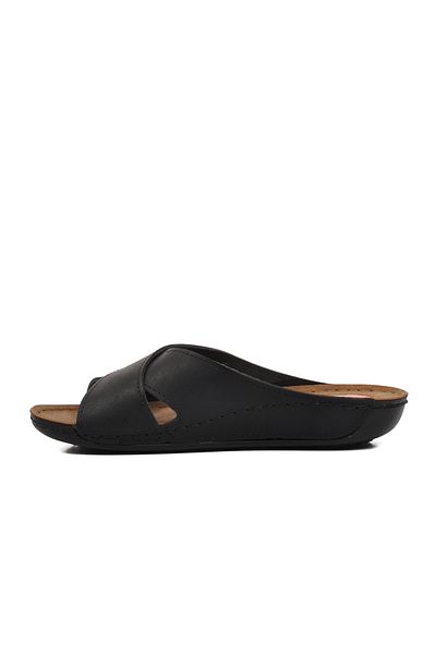 Aspor Black Faux Leather Women's Slippers