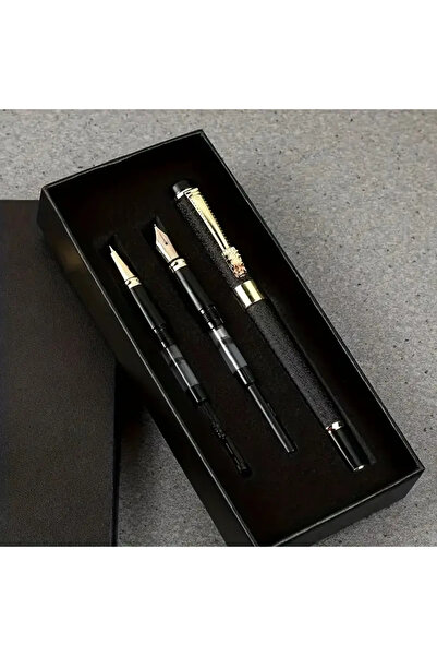 Art Tone 3'lü Uçlu Metal Lüks Dolma Kalem Seti - 0.38mm/0.5mm/1.0mm - Kaligra...