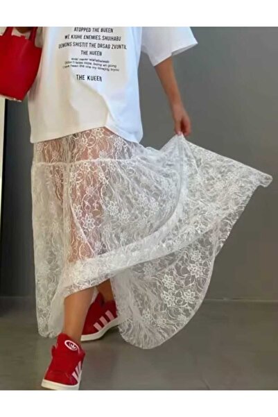 GARDIROZA White Lace Skirt, Flight Lace Skirt, Maxi Guipure Skirt, Maxi White Guipure Skirt