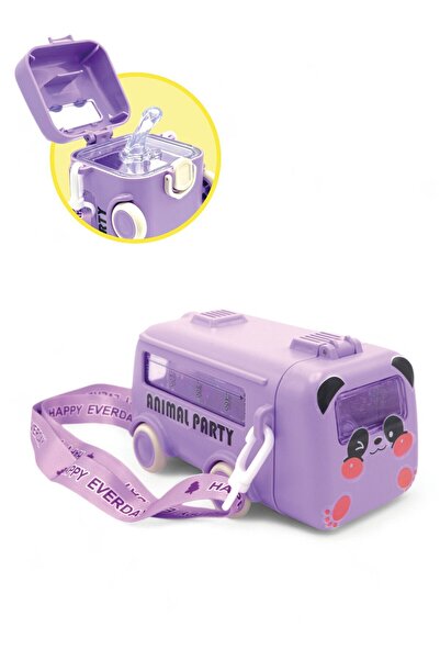 EyER Shoping Bus Design Water Bottle with Straw - Colorful School Children's ...