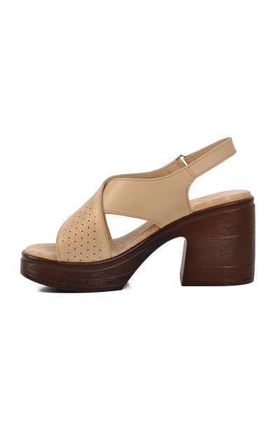 Aspor Beige Women's Heeled Sandals