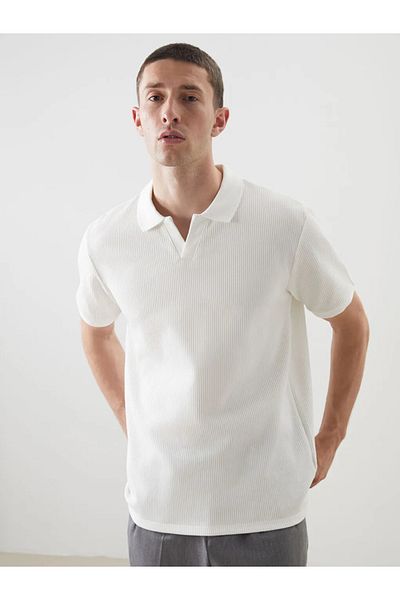 LC Waikiki Lcw Vision Men's Ecru Polo Collar Short Sleeve T-Shirt