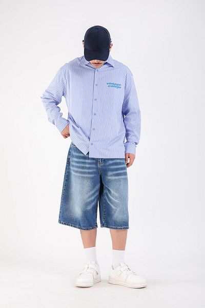 Jr.Crime Blue Jean Shorts with Wash Effect