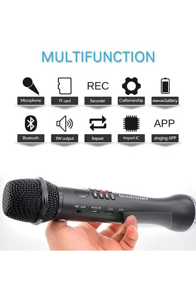 Generic Karaoke Microphone and Speaker with Recording Function and Multifunction in Black