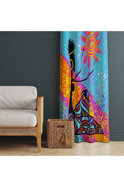 LadiesHome Decorative Artistic Figured Background Curtain – Dynamic & Stylish Style 140X260 cm Single Wing