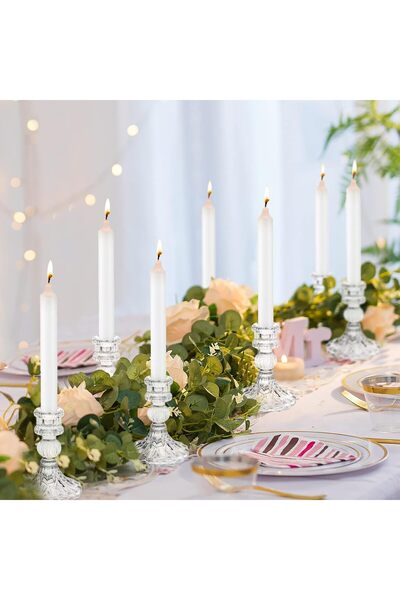 Generic 6 Inch Glass Candle Holder Set Clear Glass Candle Holders for Weddings, Festivals, Parties, and Decor