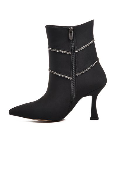 Aspor Black Satin Women's Heeled Boots