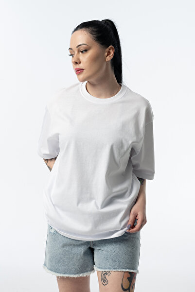 Nhara Kadın Oversize Beyaz T-shirt