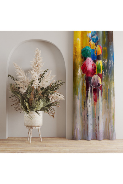 LadiesHome Soyut Şemsiye Desenli Perde – Dinamik & Estetik Dokunuş 140x260 CM...