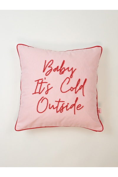 Galia Tasarım Baby It's Cold Outsıde - Pembe Punch Kırlent Kılıfı