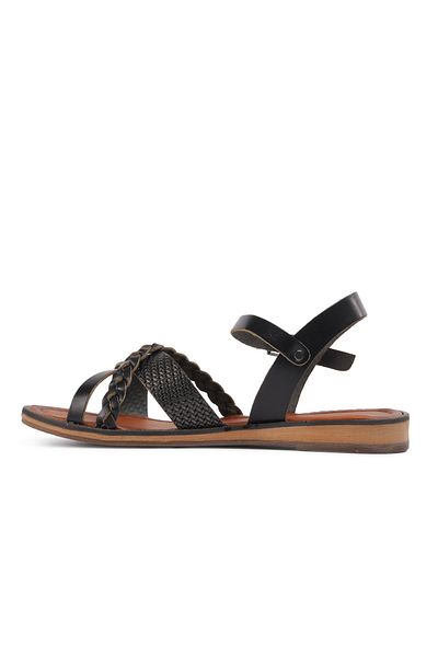 Aspor Black Women's Flat Sandals