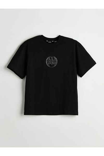 LC Waikiki Ανδρικό μπλουζάκι XSIDE μαύρο Crew Neck Batman με στάμπα από βαμβακερό βαμβάκι