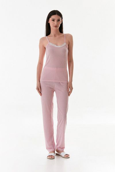 Fulla Moda Thin Striped Strappy Lace Pajama Set