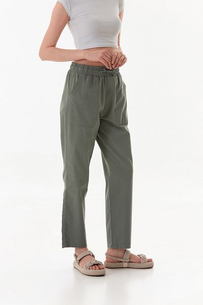 Fulla Moda Gabardine Trousers with Elastic Waist