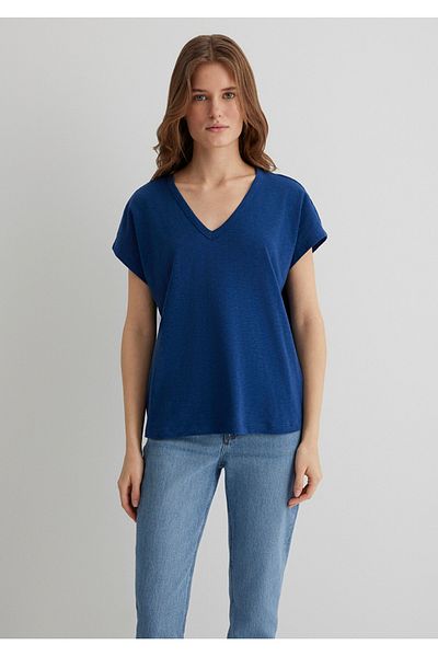 Mavi V-Neck 100% Cotton Basic T-Shirt