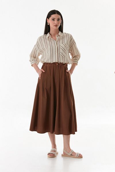 Fulla Moda Ελαστική μέση με κουμπιά και φερμουάρ Φούστα Terry