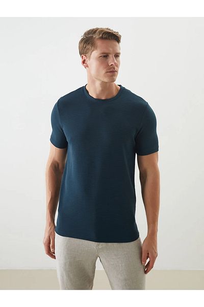 LC Waikiki Lcwaikiki classic oil bicycle collar short sleeve men's textured t-shirt