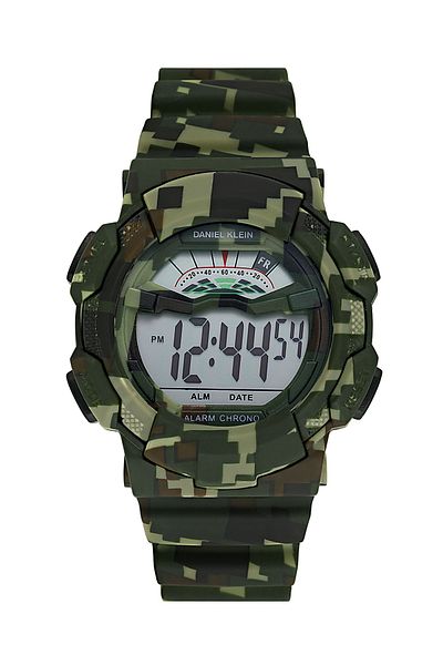 Daniel Klein New Model 8-12 Years Old 7 Lights Digital Alarm-Stopwatch 5 Atm Waterproof Blue Black Men's Watch