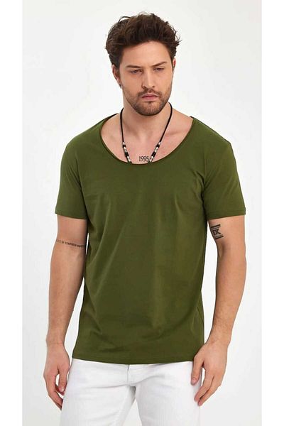 BABBOSS Deep Neck Short Sleeve Fit Cut T-Shirt